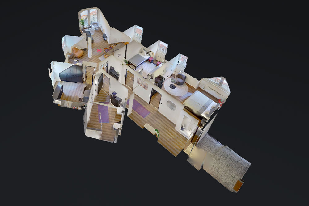 3D-Modell-einer-Wohnung-Bielefeld-mit-Erker-sauberer-zuschnitt-Matterport-App-drei-Zimmerwohnung